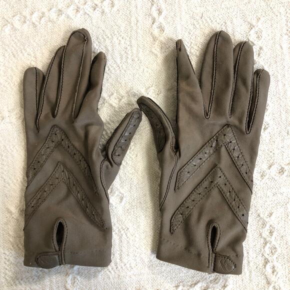 VTG 80s 90s Driving Gloves Bundle Isotoner Aris Stretch One Size Tan Gray Retro - Picture 2 of 9